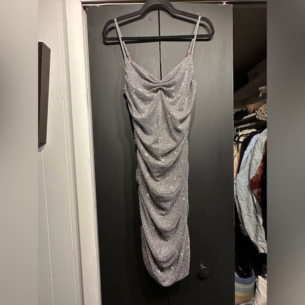 AKIRA Fully rhinestone Elegant Silver Cockrail night out Dress